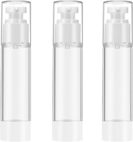 Qeuly 3 Pack Airless Pump Bottles 0.5 oz Travel Size Pump Bottle Lotion Container Refillable Cosmetic Pump Dispensers for Foundation Moisturizer Shampoo Toiletry (SN-15) in Kuwait