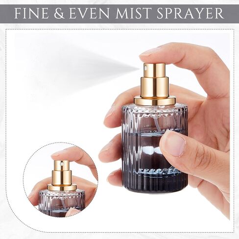 6 PCS 30 مل زجاجات كولونيا زجاجية فارغة قابلة لإعادة التعبئة الزجاج الأنيق العطور فارغة زجاجات رذاذ الزخرفة مجموعة للرجال نساء مجموعة العطور الموزع المحمولة (الأسود) in Kuwait