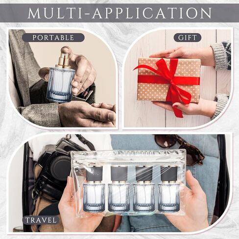 6 PCS 30 مل زجاجات كولونيا زجاجية فارغة قابلة لإعادة التعبئة الزجاج الأنيق العطور فارغة زجاجات رذاذ الزخرفة مجموعة للرجال نساء مجموعة العطور الموزع المحمولة (الأسود) in Kuwait