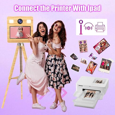 كشك صور المرآة مع علبة الطيران ، تفاعلية 15.6 "شاشة تعمل باللمس DSLR Mirror Photo Booth App App Remote Control RGB Light for Events حفلات زفاف (15.6in Photobooth+Camera+Printer) in Kuwait