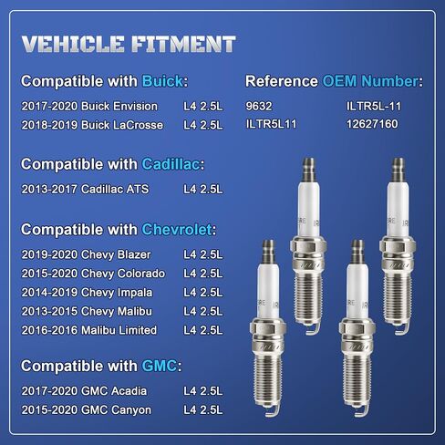 FACKS IRIDIUM PARCLES 4 Pack 96329 متوافق مع 2013-2019 Chevrolet Chevy Impala 2.5 Malibu Colorado GMC Canyon Acadia Cadillac Ats Buick incrosse 2014 2015 2015 2017 2018 L4 2.5L in Saudi Arabia