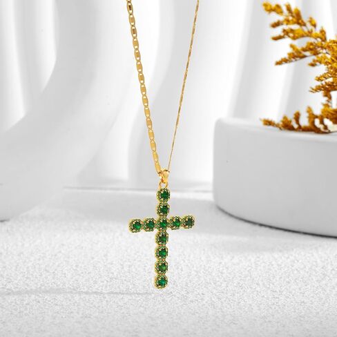 Cross Faith Pendant Necklaces for Women Trendy Gold Chain Cross Necklace Shiny Rhinestones Gold Charm Necklace Fashion Minimalist Faith Jewelry in Kuwait