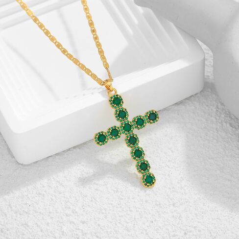 Cross Faith Pendant Necklaces for Women Trendy Gold Chain Cross Necklace Shiny Rhinestones Gold Charm Necklace Fashion Minimalist Faith Jewelry in Kuwait