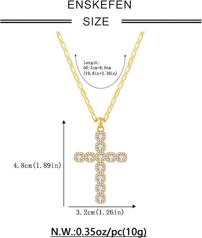 Cross Faith Pendant Necklaces for Women Trendy Gold Chain Cross Necklace Shiny Rhinestones Gold Charm Necklace Fashion Minimalist Faith Jewelry in Kuwait