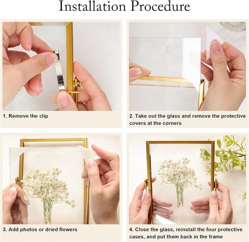 Fumwase Elegant Gold Floating Picture Frame Tabletop Artwork Photo Frames Glass Picture Frame for Dried Flowers Tiny Pressed Flowers Vintage Style and Real Glass Photo Frame (Gold, 6 x 6) in Saudi Arabia