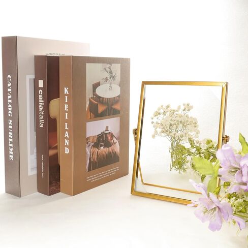 Fumwase Elegant Gold Floating Picture Frame Tabletop Artwork Photo Frames Glass Picture Frame for Dried Flowers Tiny Pressed Flowers Vintage Style and Real Glass Photo Frame (Gold, 6 x 6) in Saudi Arabia