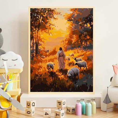 Paint by Numbers for Adults Beginners-Paint by Number Cross,DIY Acrylic Paint by Numbers Kits on Canvas Religion Drawing Colorful Paintworks Artwork for Adults Beginner,14x14inch in Saudi Arabia