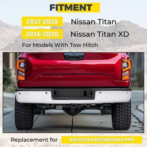 مجموعة الوفير الخلفية Kuafu متوافقة مع 2016-2020 Nissan Titan/Titan XD 85030EZ40A-PFM NI1103134 مع ثقوب المستشعر ولوحة الترخيص ضوء الكروم والأسود in Kuwait
