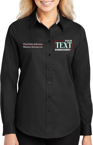Custom Long Sleeve Embroidered Shirts for Women Add Your Text Personalized Embroidery Shirts in Kuwait