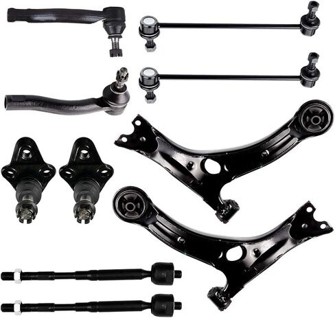 مجموعة تعليق Scitoo 10pcs لعام 2003-2008 لـ Toyota Corolla مع أجزاء التعليق ذراع أسفل الذراع السفلى كرة قدم مرفقة في نهاية القضيب الداخلي قضيب الربط الخارجي in Saudi Arabia