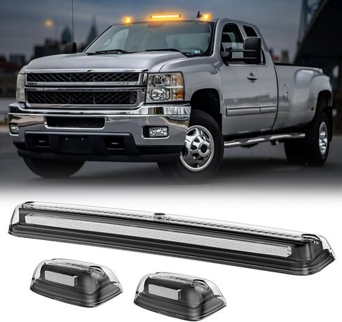 LED Cab Roof Marker Lights Compatible with Silverado Sierra 1500 2007-2010/ Silverado Sierra 2500HD 3500HD 2007-2014, Top Cab Clearance Lights for Trucks, Amber Light + Clear Len in Saudi Arabia