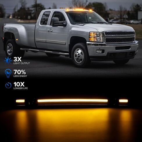 LED Cab Roof Marker Lights Compatible with Silverado Sierra 1500 2007-2010/ Silverado Sierra 2500HD 3500HD 2007-2014, Top Cab Clearance Lights for Trucks, Amber Light + Clear Len in Saudi Arabia