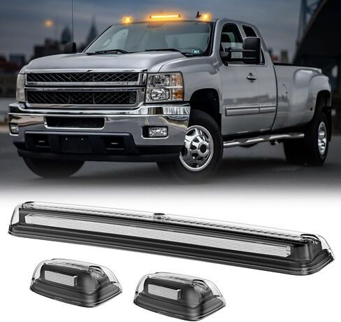 LED Cab Roof Marker Lights Compatible with Silverado Sierra 1500 2007-2010/ Silverado Sierra 2500HD 3500HD 2007-2014, Top Cab Clearance Lights for Trucks, Amber Light + Clear Len in Saudi Arabia