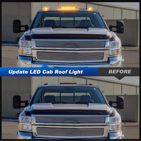 LED Cab Roof Marker Lights Compatible with Silverado Sierra 1500 2007-2010/ Silverado Sierra 2500HD 3500HD 2007-2014, Top Cab Clearance Lights for Trucks, Amber Light + Clear Len in Saudi Arabia
