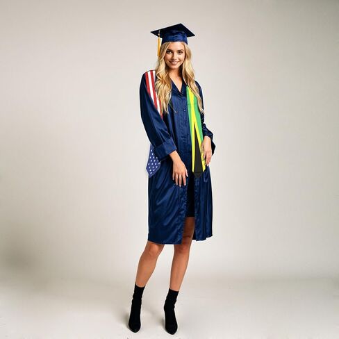 USA And Jamaica Flag Graduation Stole, Satin Embroidery Graduation Sash for International Students, 72 Inch Length. in Saudi Arabia