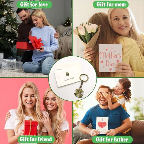 Four Leaf Clover Keychain, Good Luck keychain, 4 Leaf Clover Charm Lucky Key Chain with Good Luck Card, Lucky Gift in Saudi Arabia