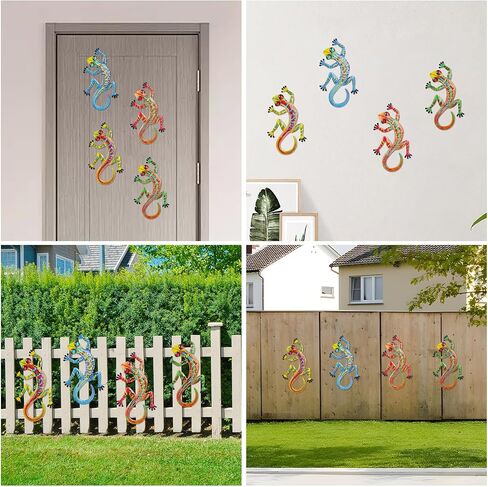 4 PCS Metal Gecko Wall Art Outdoor Decor Metal السحالي الجدار السحلية in Kuwait