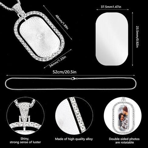 12 Pcs Sublimation Rhinestone Trays Pendant Set, Including 12 Double Sided Blank Rhinestone Bezel Trays, 12 Pcs Thick Chains with 24 Double-sided tape in Saudi Arabia