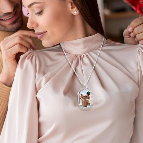 12 Pcs Sublimation Rhinestone Trays Pendant Set, Including 12 Double Sided Blank Rhinestone Bezel Trays, 12 Pcs Thick Chains with 24 Double-sided tape in Saudi Arabia