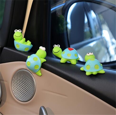 4 أجهزة كمبيوتر ميني راتنجات التماثيل السلحفاة ، ديكور لوحة القيادة اللطيفة للسيارات والزخارف المرآة الخلفية المضحكة ، ديكور المناظر الطبيعية الحديقة الخيالية ، هدية فريدة لعشاق الحيوانات الأليفة (السلاحف الخضراء) in Kuwait