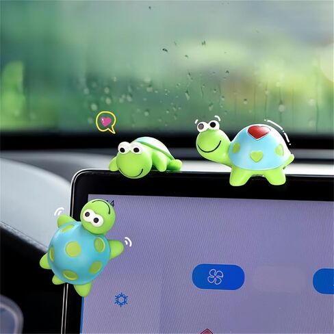 4 أجهزة كمبيوتر ميني راتنجات التماثيل السلحفاة ، ديكور لوحة القيادة اللطيفة للسيارات والزخارف المرآة الخلفية المضحكة ، ديكور المناظر الطبيعية الحديقة الخيالية ، هدية فريدة لعشاق الحيوانات الأليفة (السلاحف الخضراء) in Kuwait