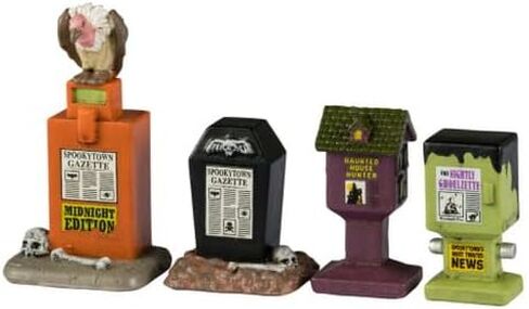 Lemax Spooky Town Spookytown Gazette Village Accessory, Set of 4, Resin Figurines, 2.36" Tall, Multicolor in Saudi Arabia