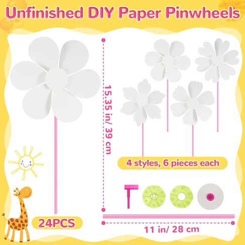 12 Pcs DIY Paper Pinwheels Bulk Make Your Own Pinwheel White Blank Paper Pinwheels Paper Craft Kits for Boys Girls Summer Activities School Group Daycare Home Project in Saudi Arabia