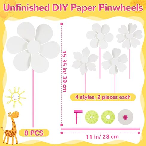 12 Pcs DIY Paper Pinwheels Bulk Make Your Own Pinwheel White Blank Paper Pinwheels Paper Craft Kits for Boys Girls Summer Activities School Group Daycare Home Project in Saudi Arabia