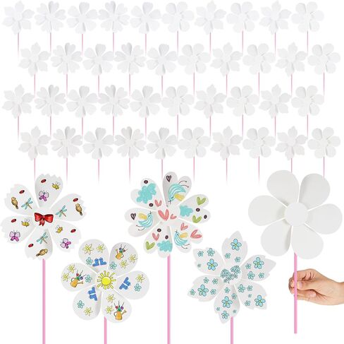 12 Pcs DIY Paper Pinwheels Bulk Make Your Own Pinwheel White Blank Paper Pinwheels Paper Craft Kits for Boys Girls Summer Activities School Group Daycare Home Project in Saudi Arabia