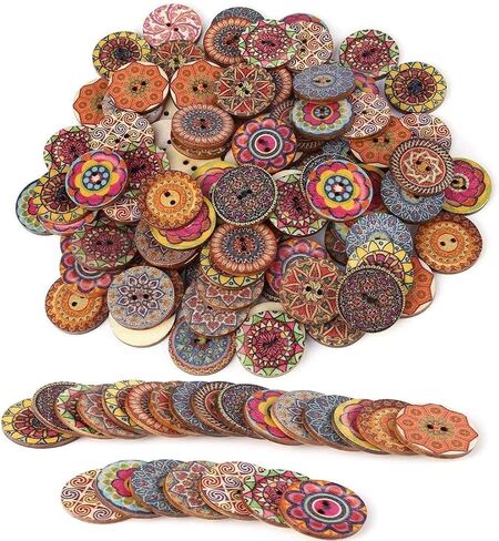 200Pcs Wooden Buttons for Crafts Bulk Wooden Craft Buttons Assorted Sizes Cartoon Wooden Buttons for Sewing DIY Crafts Decoration in Saudi Arabia