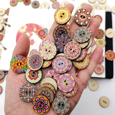 200Pcs Wooden Buttons for Crafts Bulk Wooden Craft Buttons Assorted Sizes Cartoon Wooden Buttons for Sewing DIY Crafts Decoration in Saudi Arabia