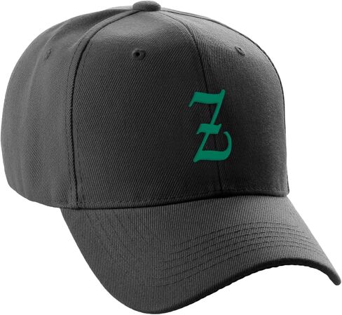 Daxton Structured Baseball Hat Cap Curved Visor Black Old English Font Alphabet A to Z in Saudi Arabia