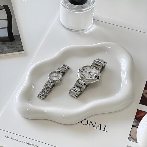 Ceramic Jewellery Dish Trinket Dish Jewelry Tray Cloud Shape Tray Perfume Tray Rings/Earrings/Bracelets/Watch/Keys Tray for Valentine's Day//Mother's Day/Birthday Gift (White) in Kuwait