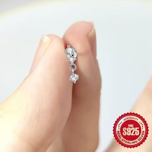 الفضة الاسترليني 925 حلق الظهر المسطح للنساء 1pc 16g الحلزونية مثقبة للمجوهرات تدفق الغضروف في حلق Tragus tragus داخليًا إلى الأمام. in Kuwait