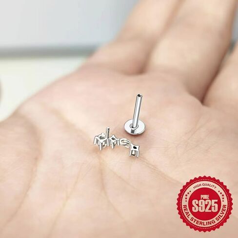 الفضة الاسترليني 925 حلق الظهر المسطح للنساء 1pc 16g الحلزونية مثقبة للمجوهرات تدفق الغضروف في حلق Tragus tragus داخليًا إلى الأمام. in Kuwait