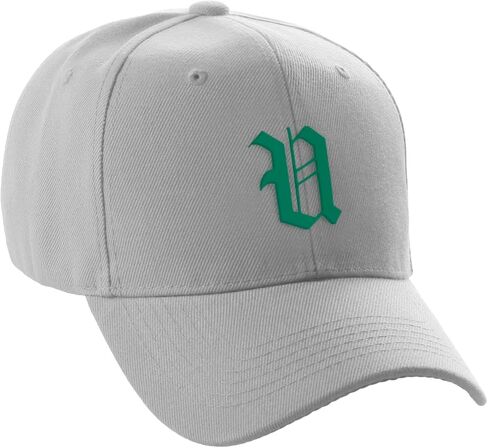 Daxton Structured Baseball Hat Cap Curved Visor Black Old English Font Alphabet A to Z in Saudi Arabia