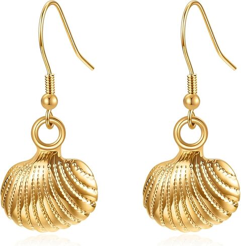Rnivida Starfish and Shell Earrings with Sterling Silver Hooks,Lightweight Hypoallergenic Seashell Jewelry Gift for Women - Ocean Theme Accessories in Saudi Arabia