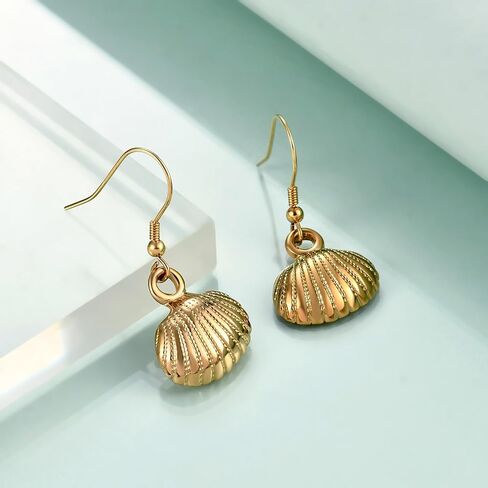 Rnivida Starfish and Shell Earrings with Sterling Silver Hooks,Lightweight Hypoallergenic Seashell Jewelry Gift for Women - Ocean Theme Accessories in Saudi Arabia
