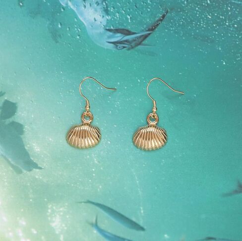 Rnivida Starfish and Shell Earrings with Sterling Silver Hooks,Lightweight Hypoallergenic Seashell Jewelry Gift for Women - Ocean Theme Accessories in Saudi Arabia