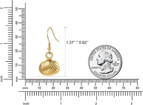 Rnivida Starfish and Shell Earrings with Sterling Silver Hooks,Lightweight Hypoallergenic Seashell Jewelry Gift for Women - Ocean Theme Accessories in Saudi Arabia