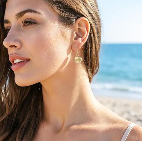 Rnivida Starfish and Shell Earrings with Sterling Silver Hooks,Lightweight Hypoallergenic Seashell Jewelry Gift for Women - Ocean Theme Accessories in Saudi Arabia