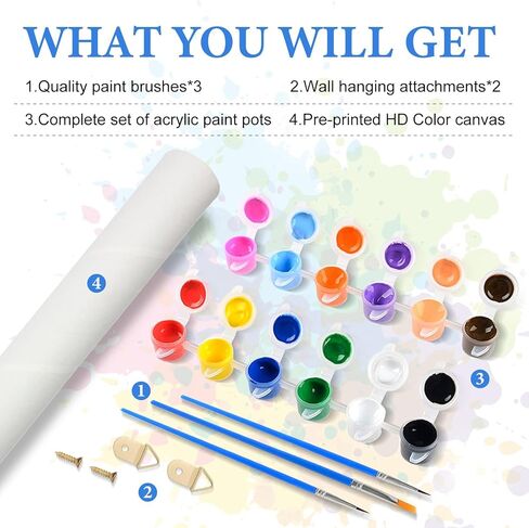 Mrpwnle Flower Paint بواسطة أرقام أرقام للبالغين زهور المبتدئين للبالغين من طلاء الأرقام من القماش المطبخ على مجموعات الطلاء بالزيت DIY للهدية ديكور الجدار المنزلي 20x16inch in Kuwait