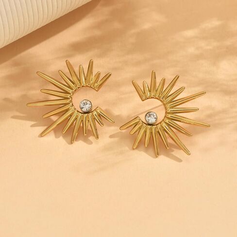 18K Gold Plated Chunky Geometric Irregular Hoop Earrings for Women Stainless Steel Vintage Twist Hoop Earrings Hypoallergenic Statement Dangle Earrings Jewelry in Kuwait