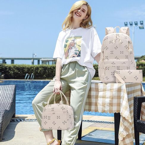 حقائب ظهر المدرسة المراهقين الفتيات الأولاد الأطفال الكتب المدرسية مع صندوق الغداء وحقيبة قلم رصاص ، الفراولة in Kuwait