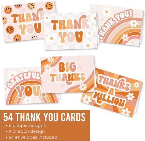 54 Rustic Bulk Thank You Cards And Envelopes - Wedding Thank You Cards With Envelopes Bulk, Baby Shower Thank You Cards, Teacher Thank You Card Bulk, Graduation Thank You Notes With Envelopes Set in Saudi Arabia