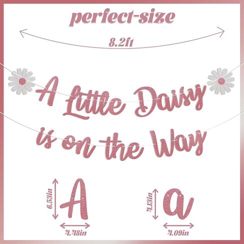 Daisy Baby Shower Decorations - A Little Daisy is on The Way Banner, Welcome Baby Girls Decor, Daisy Theme Baby Shower Gender Reveal Decor, Spring Wildflower Birthday Party Decorations Silver Glitter in Saudi Arabia