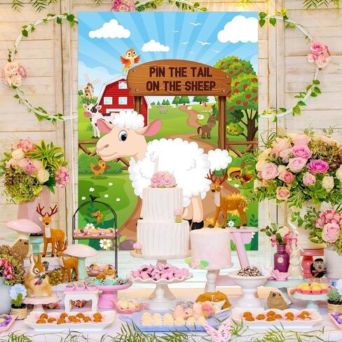 Faccito Farm Animal Games Pin The Beak on The Chicken Barnyard Birthday Party Decorations Farm Poster Games with 24 Stickers Eye Mask for Kids Family School Activities Birthday Party Decor Supplies in Kuwait