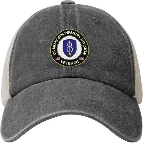 Us Army Veteran 8th Infantry Division Adjustable Cowboy Mesh Baseball Cap Unisex Outdoor Trucker Hat7 in Saudi Arabia