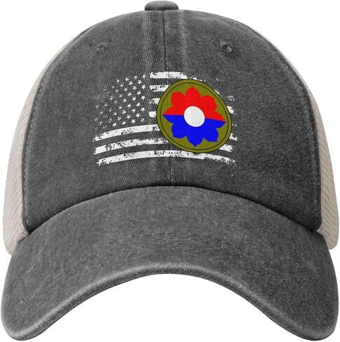 Army 9th Infantry Division USA America Flag Adjustable Cowboy Mesh Baseball Cap Unisex Outdoor Trucker Hat6 in Saudi Arabia