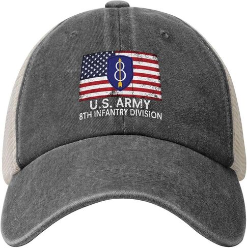 Us Army 8th Infantry Division Veteran Adjustable Cowboy Mesh Baseball Cap Unisex Outdoor Trucker Hat9 in Saudi Arabia